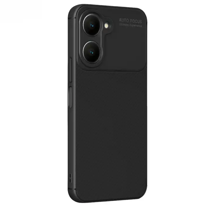 Vivo Y18 Kılıf Auto Focus Karbon Kapak - Siyah