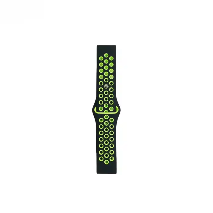 Watch 20mm Spor Delikli Kordon - Siyah-yeşil