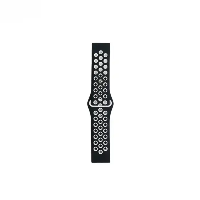 Watch 22mm Spor Delikli Kordon - Siyah-beyaz
