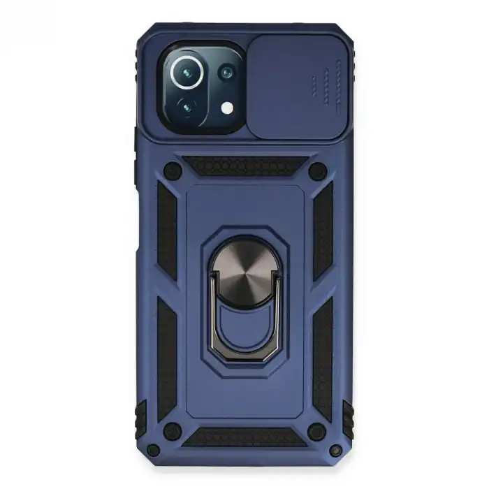 Xiaomi Mi 11 Lite Kılıf Pars Lens Yüzüklü Silikon - Lacivert