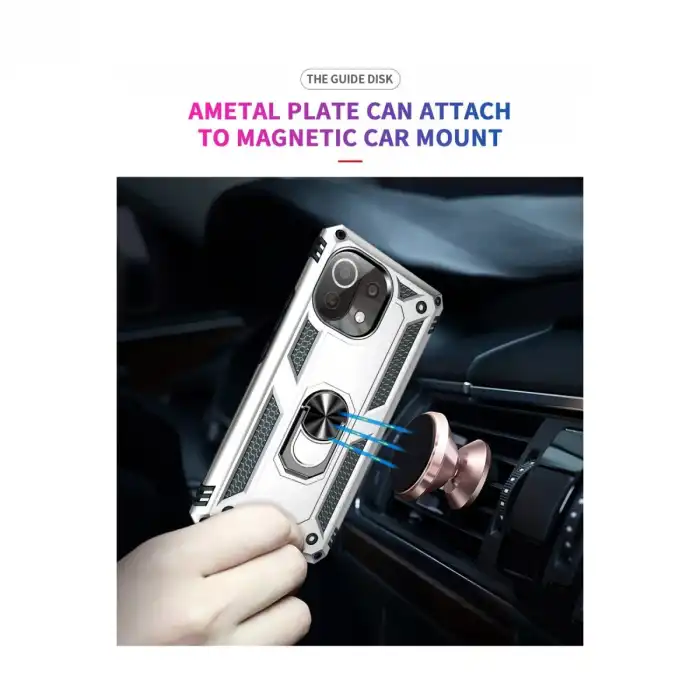 Xiaomi Mi 11 Lite Kılıf Sofya Yüzüklü Silikon Kapak - Gümüş