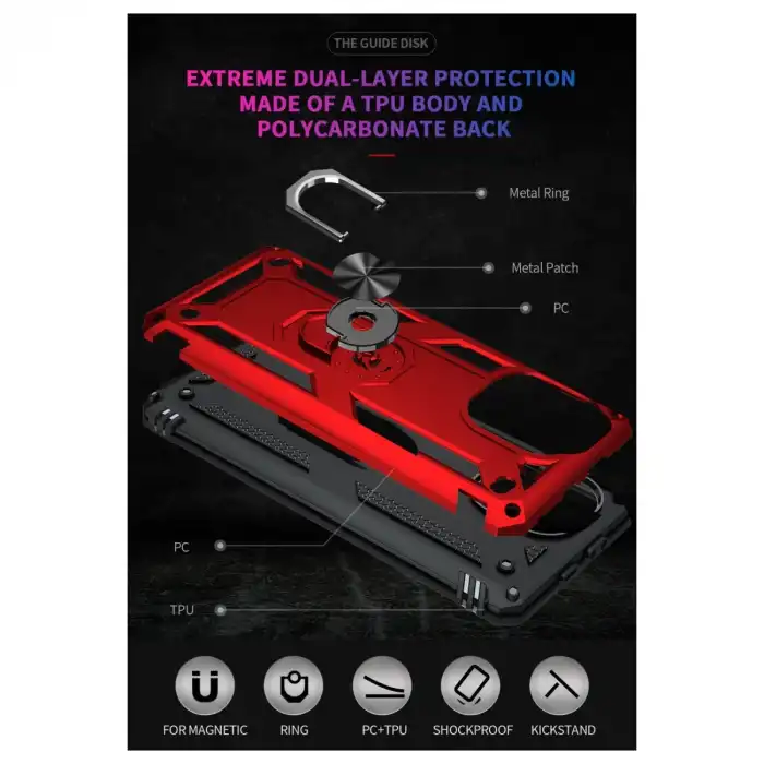 Xiaomi Mi 11 Lite Kılıf Sofya Yüzüklü Silikon Kapak - Kırmızı