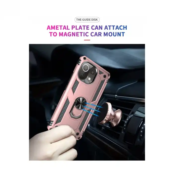 Xiaomi Mi 11 Lite Kılıf Sofya Yüzüklü Silikon Kapak - Rose