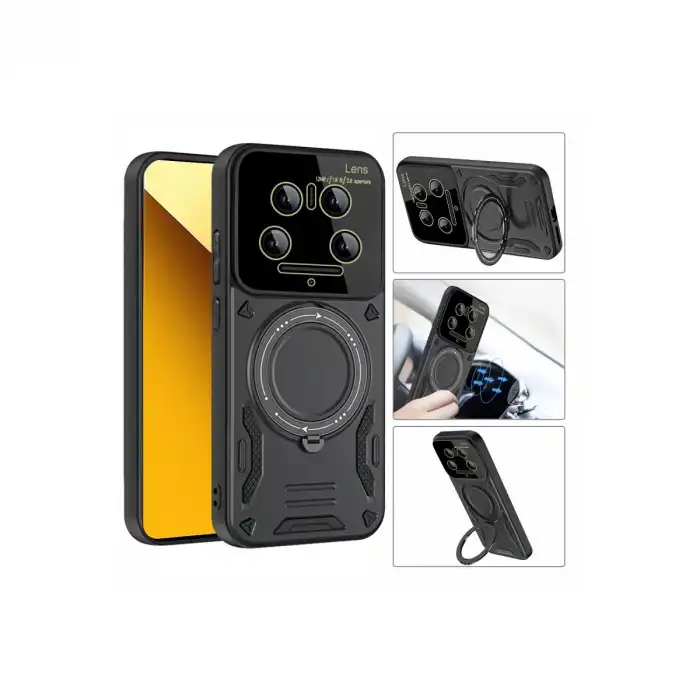 Xiaomi Mi 14 Ultra Kılıf Joy Lens Standlı Kapak - Kırmızı