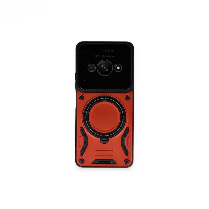 Xiaomi Poco C61 Kılıf Joy Lens Standlı Kapak - Kırmızı