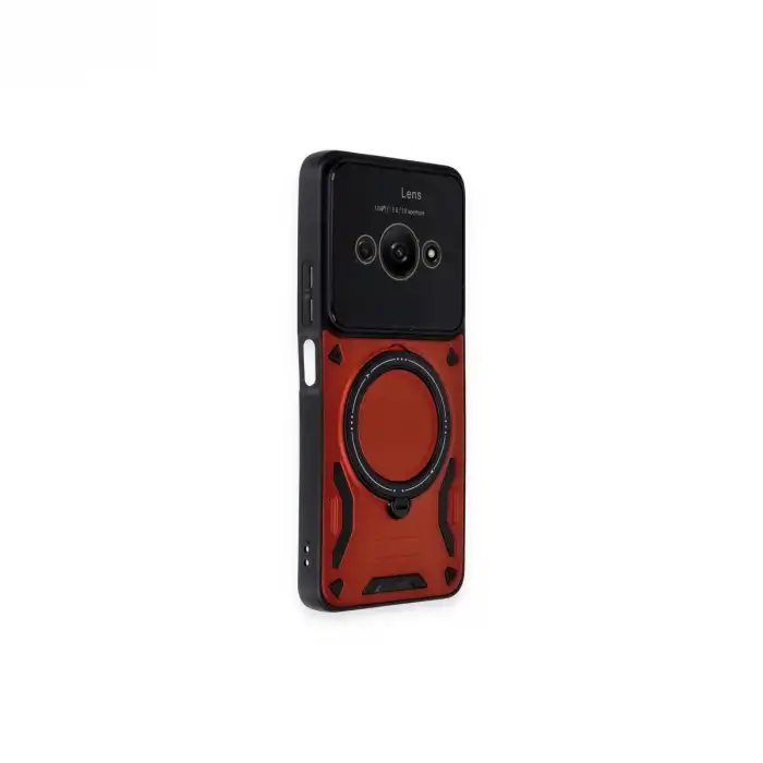Xiaomi Poco C61 Kılıf Joy Lens Standlı Kapak - Kırmızı