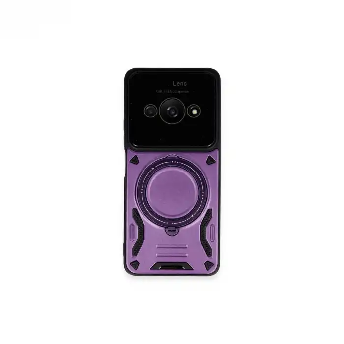 Xiaomi Poco C61 Kılıf Joy Lens Standlı Kapak - Mor