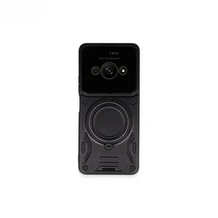 Xiaomi Poco C61 Kılıf Joy Lens Standlı Kapak - Siyah