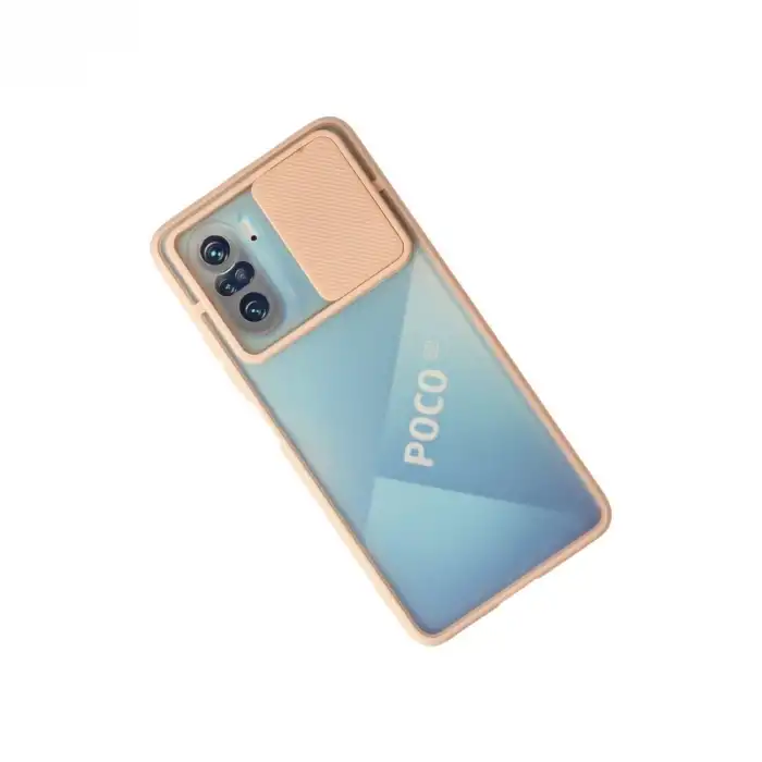 Xiaomi Poco F3 Kılıf Palm Buzlu Kamera Sürgülü Silikon - Pembe