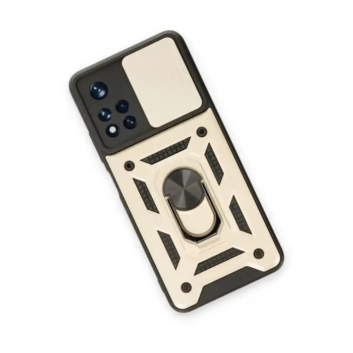 Xiaomi Poco M4 Pro 5g Kılıf Pars Lens Yüzüklü Silikon - Gold