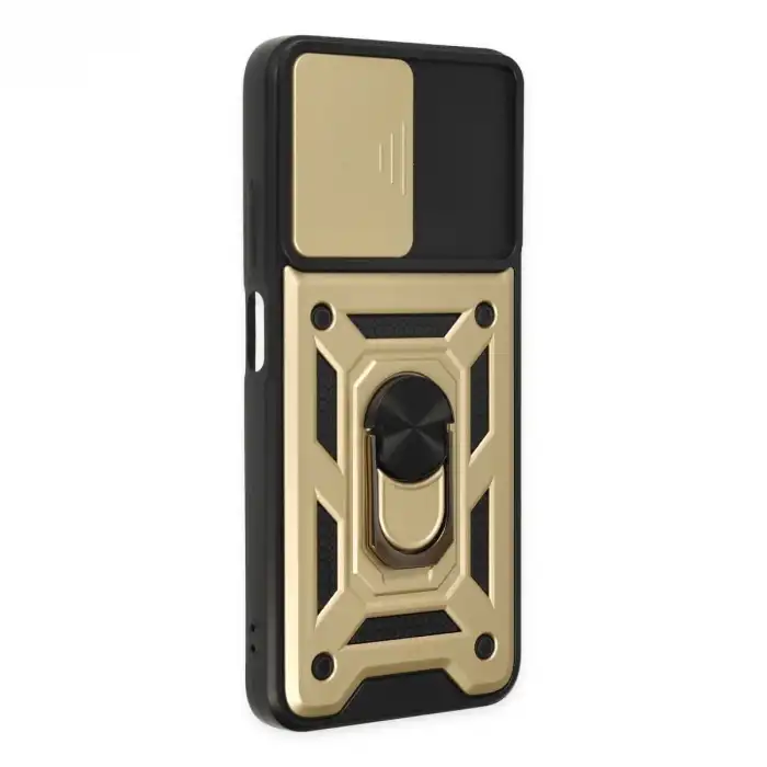 Xiaomi Poco M5 Kılıf Pars Lens Yüzüklü Silikon - Gold