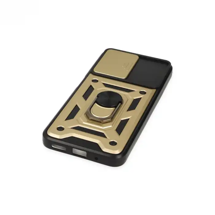 Xiaomi Poco M5 Kılıf Pars Lens Yüzüklü Silikon - Gold