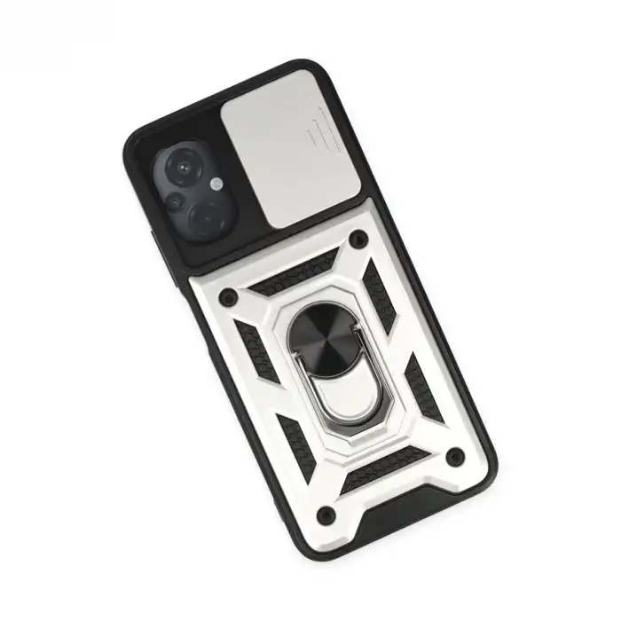 Xiaomi Poco M5 Kılıf Pars Lens Yüzüklü Silikon - Gümüş