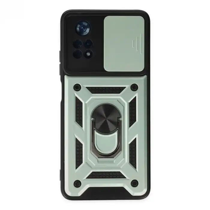 Xiaomi Poco X4 Pro 5g Kılıf Pars Lens Yüzüklü Silikon - Yeşil