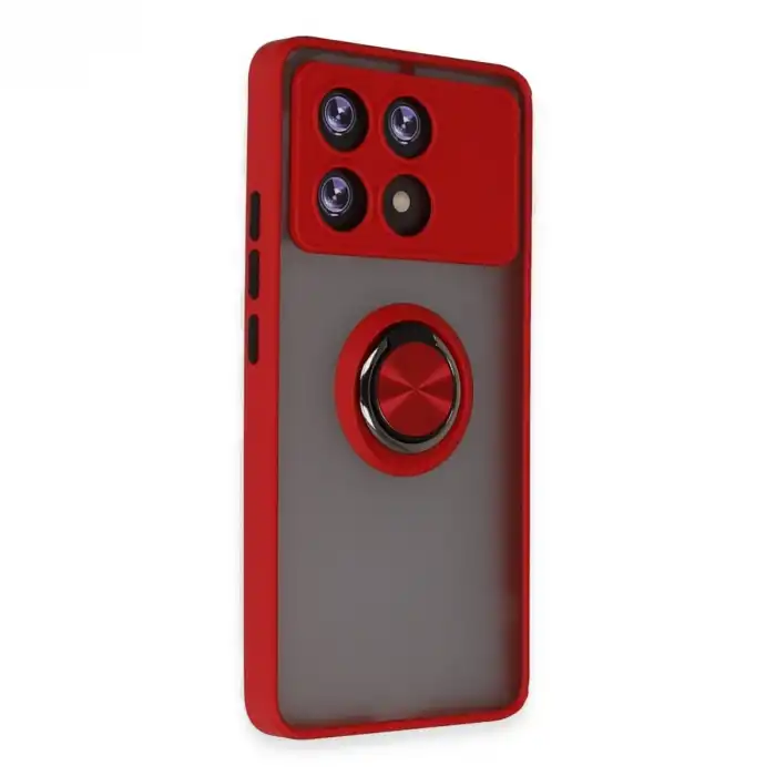 Xiaomi Poco X6 Pro Kılıf Montreal Yüzüklü Silikon Kapak - Kırmızı