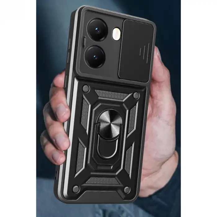 Xiaomi Poco X7 Pro Kılıf Pars Lens Yüzüklü Silikon - Kırmızı