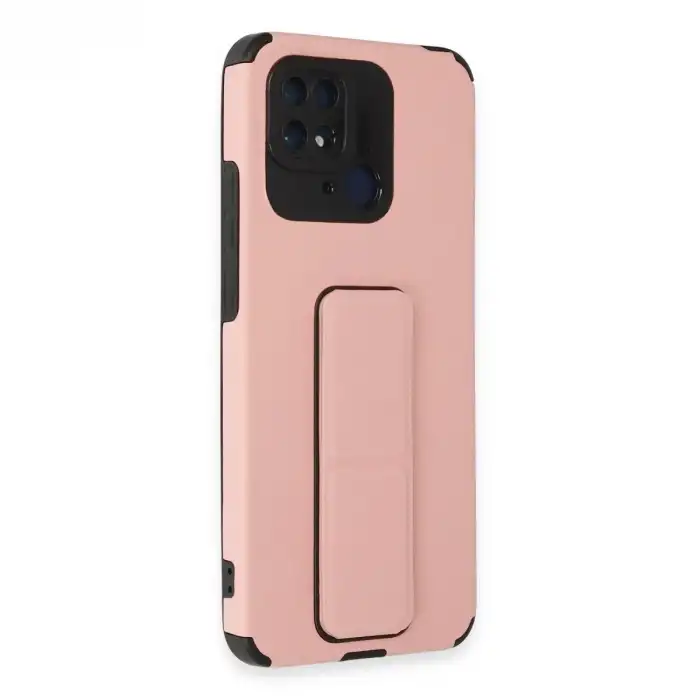 Xiaomi Redmi 10c Kılıf Mega Standlı Silikon - Pudra