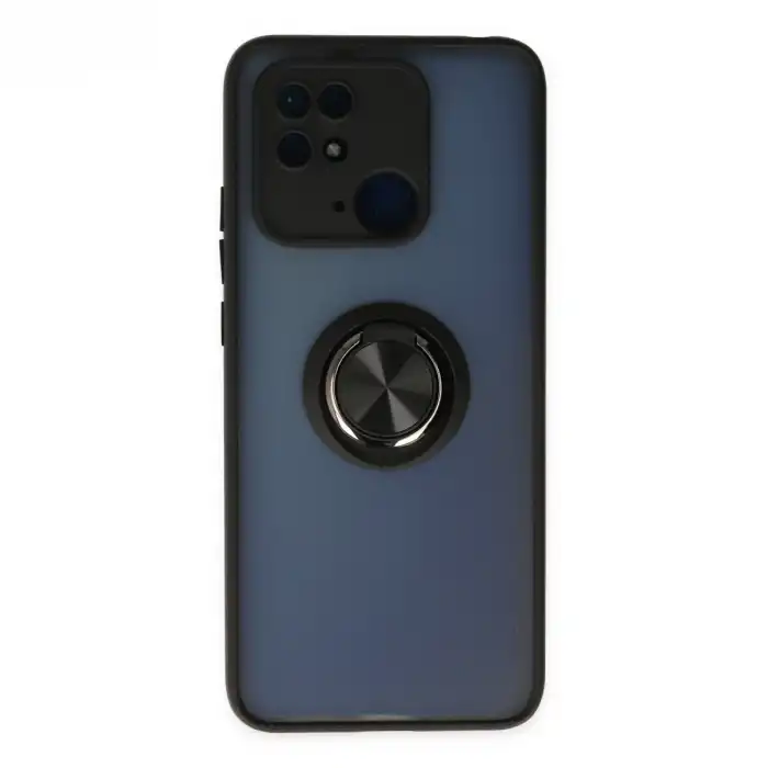 Xiaomi Redmi 10c Kılıf Montreal Yüzüklü Silikon Kapak - Siyah