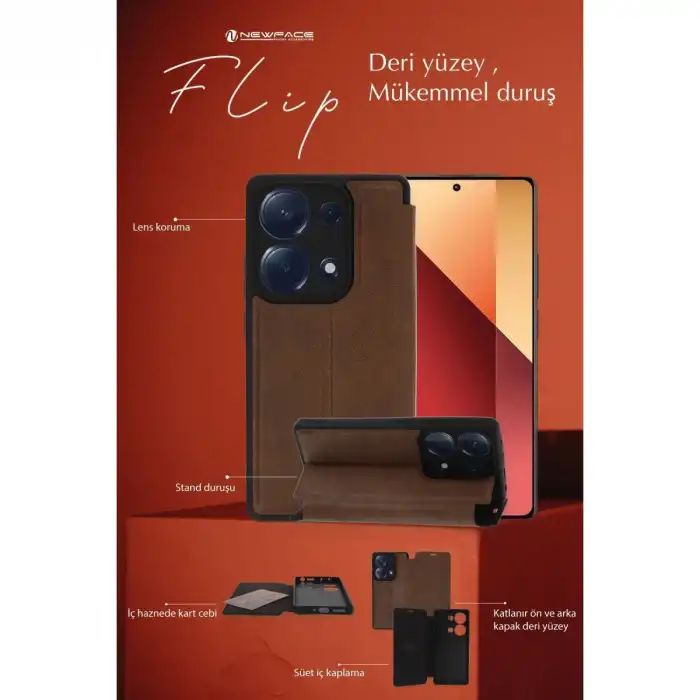 Xiaomi Redmi 13 4g Kılıf Flip Cover - Taba