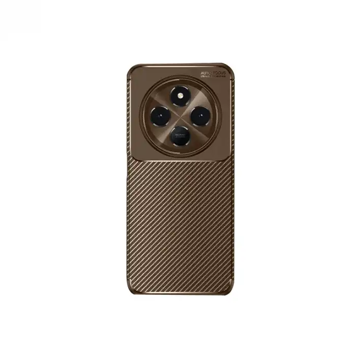 Xiaomi Redmi 14c Kılıf Auto Focus Karbon Kapak - Kahverengi