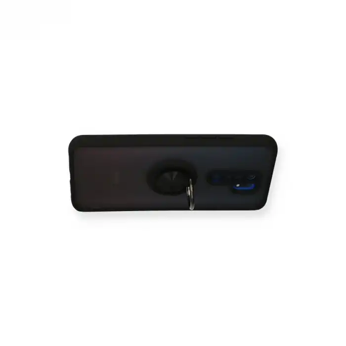 Xiaomi Redmi 9 Kılıf Montreal Yüzüklü Silikon Kapak - Siyah