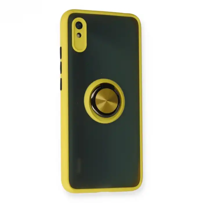 Xiaomi Redmi 9a Kılıf Montreal Yüzüklü Silikon Kapak - Sarı