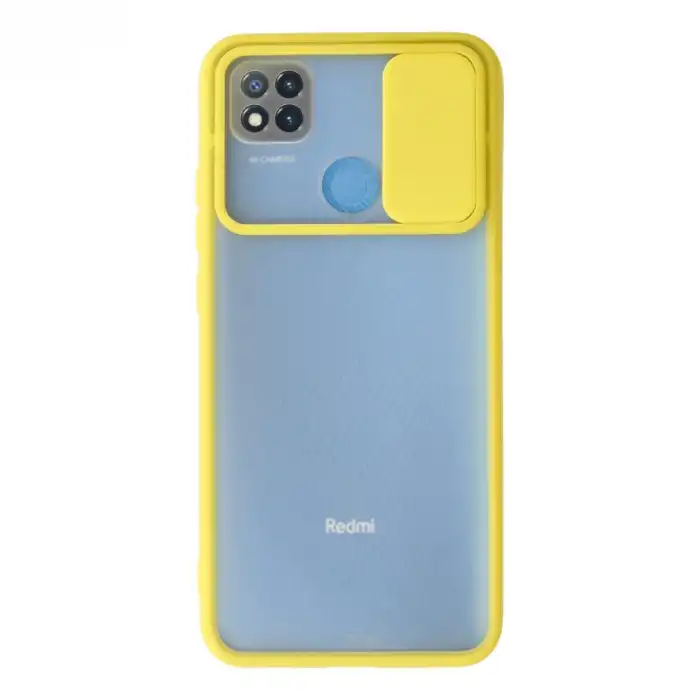 Xiaomi Redmi 9c Kılıf Palm Buzlu Kamera Sürgülü Silikon - Sarı
