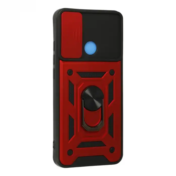 Xiaomi Redmi 9c Kılıf Pars Lens Yüzüklü Silikon - Kırmızı