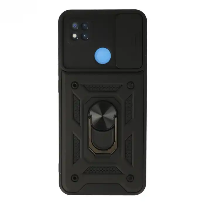 Xiaomi Redmi 9c Kılıf Pars Lens Yüzüklü Silikon - Siyah