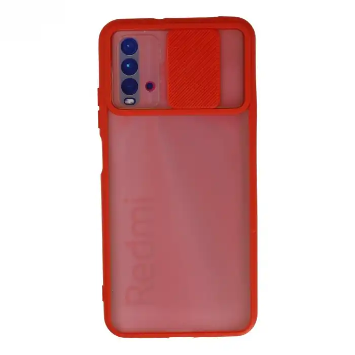 Xiaomi Redmi 9t Kılıf Palm Buzlu Kamera Sürgülü Silikon - Kırmızı