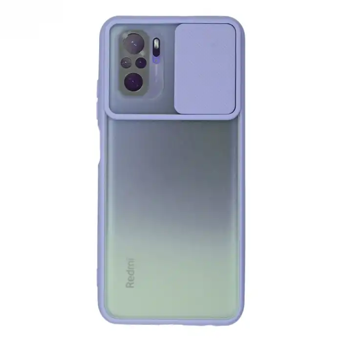 Xiaomi Redmi Note 10 Kılıf Palm Buzlu Kamera Sürgülü Silikon - Lila