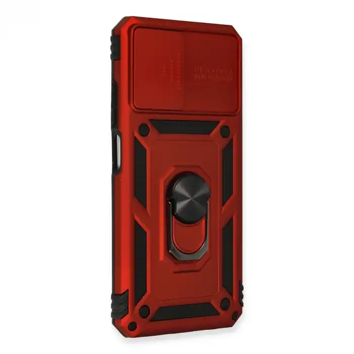 Xiaomi Redmi Note 10 Kılıf Pars Lens Yüzüklü Silikon - Kırmızı