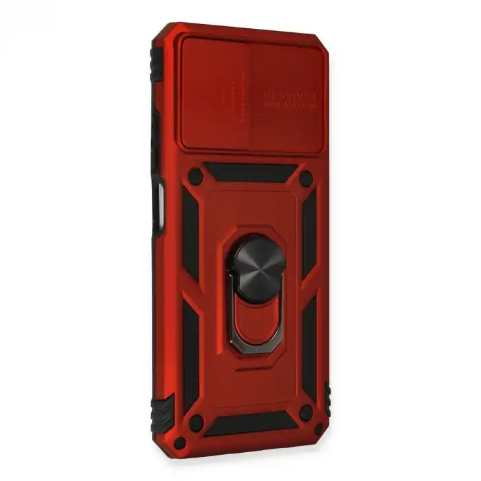 Xiaomi Redmi Note 10 Kılıf Pars Lens Yüzüklü Silikon - Kırmızı
