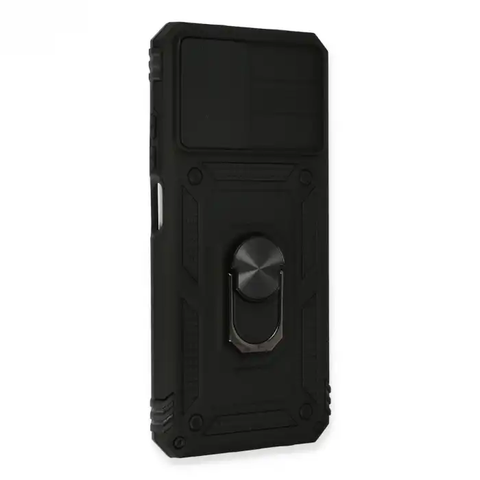 Xiaomi Redmi Note 10 Kılıf Pars Lens Yüzüklü Silikon - Siyah