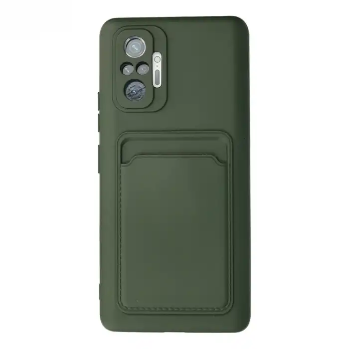 Xiaomi Redmi Note 10 Pro Kılıf Kelvin Kartvizitli Silikon - Koyu Yeşil