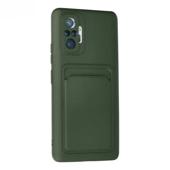 Xiaomi Redmi Note 10 Pro Kılıf Kelvin Kartvizitli Silikon - Koyu Yeşil