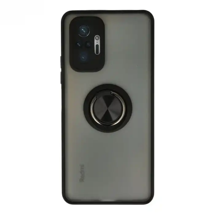 Xiaomi Redmi Note 10 Pro Kılıf Montreal Yüzüklü Silikon Kapak - Siyah