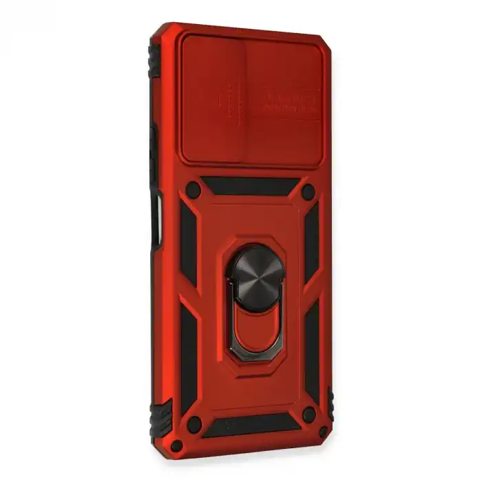 Xiaomi Redmi Note 10 Pro Kılıf Pars Lens Yüzüklü Silikon - Kırmızı
