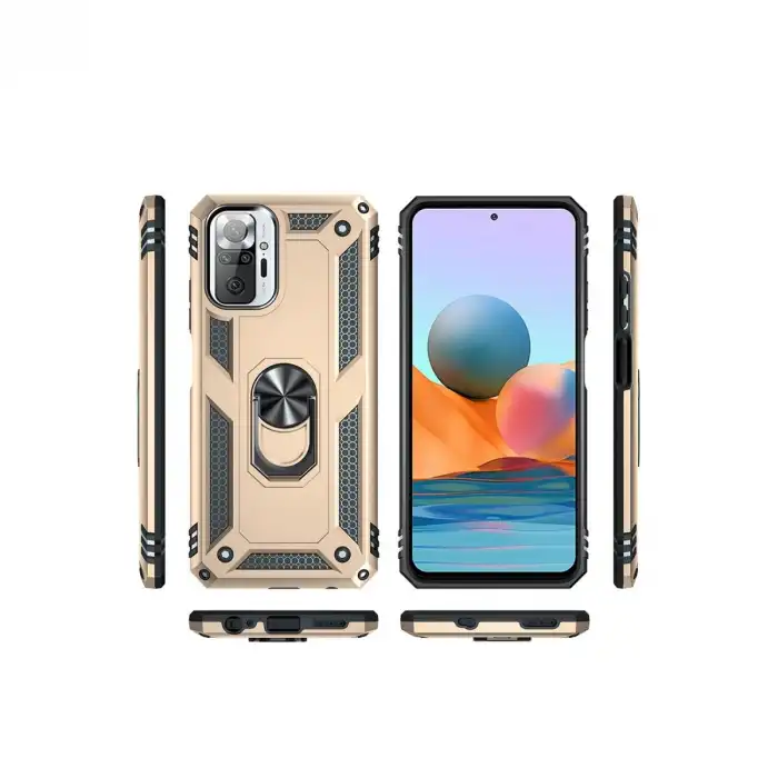 Xiaomi Redmi Note 10 Pro Kılıf Sofya Yüzüklü Silikon Kapak - Gold