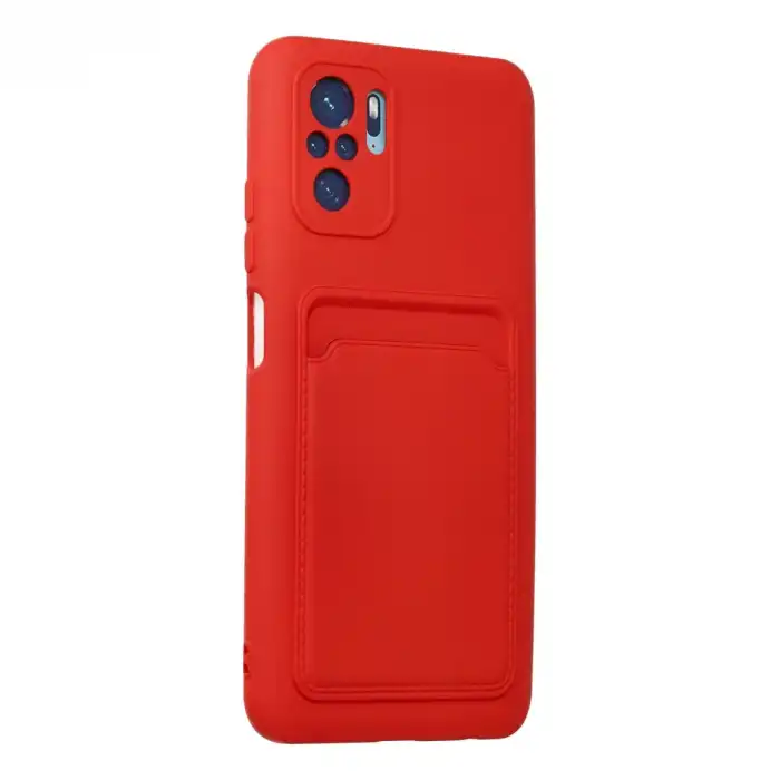 Xiaomi Redmi Note 10s Kılıf Kelvin Kartvizitli Silikon - Kırmızı