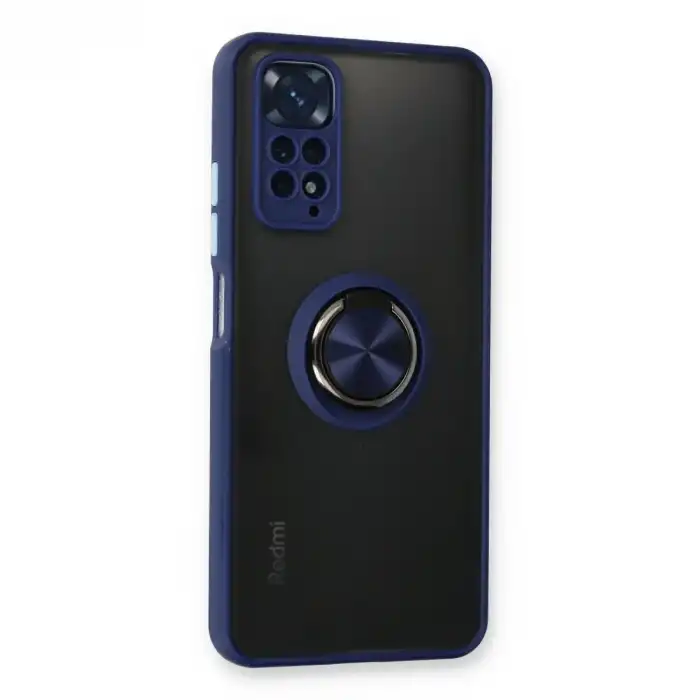 Xiaomi Redmi Note 11 Kılıf Montreal Yüzüklü Silikon Kapak - Lacivert