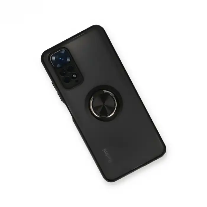 Xiaomi Redmi Note 11 Kılıf Montreal Yüzüklü Silikon Kapak - Siyah