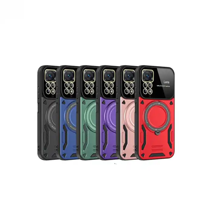 Xiaomi Redmi Note 11 Pro Kılıf Joy Lens Standlı Kapak - Kırmızı