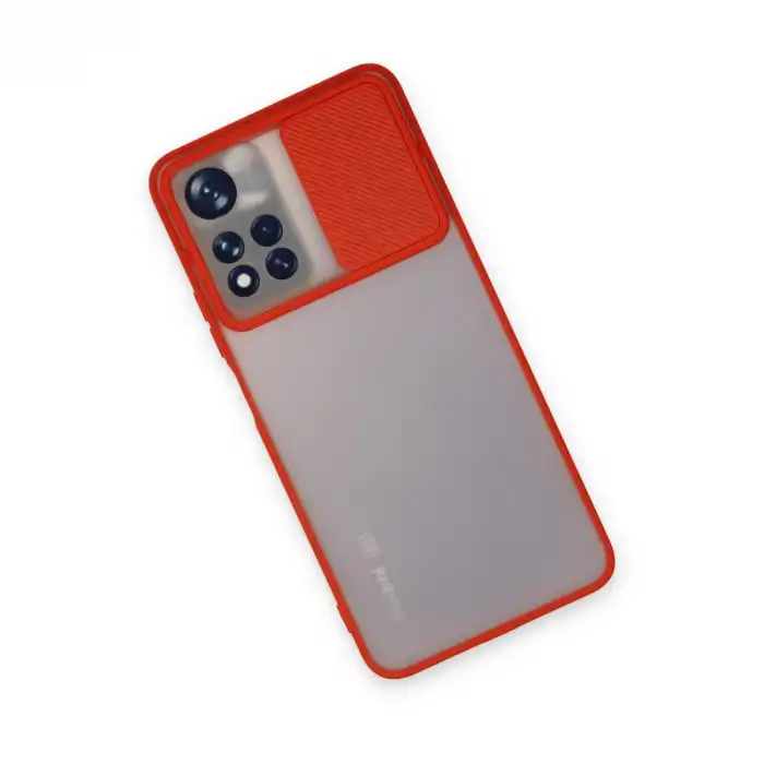 Xiaomi Redmi Note 11 Pro Plus 5g Kılıf Palm Buzlu Kamera Sürgülü Silikon - Kırmızı