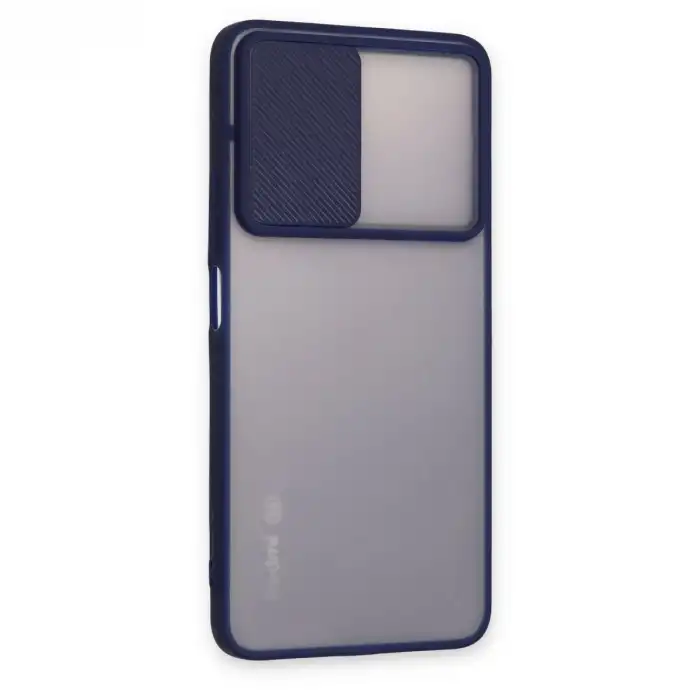 Xiaomi Redmi Note 11t Kılıf Palm Buzlu Kamera Sürgülü Silikon - Lacivert