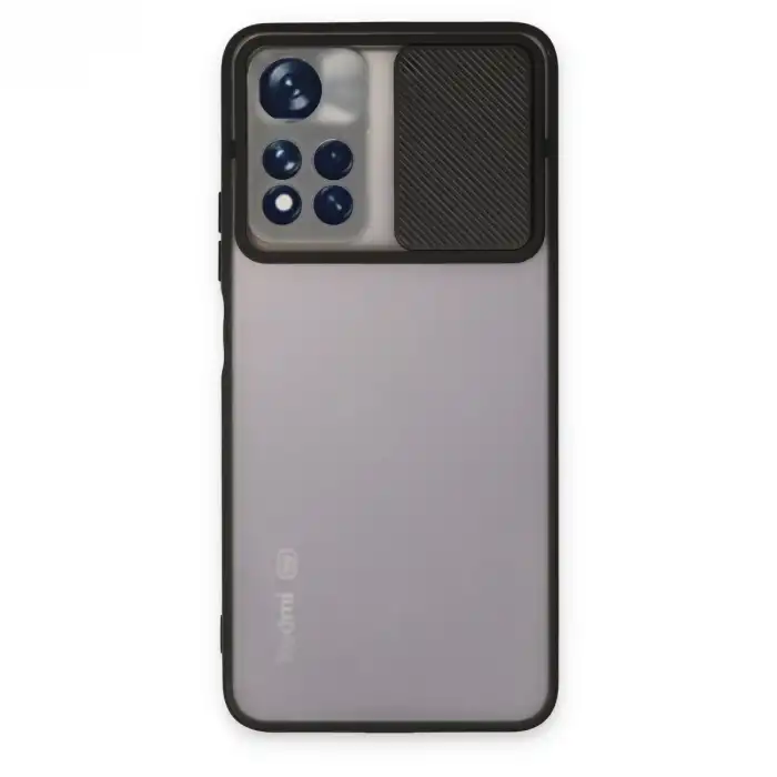 Xiaomi Redmi Note 11t Kılıf Palm Buzlu Kamera Sürgülü Silikon - Siyah