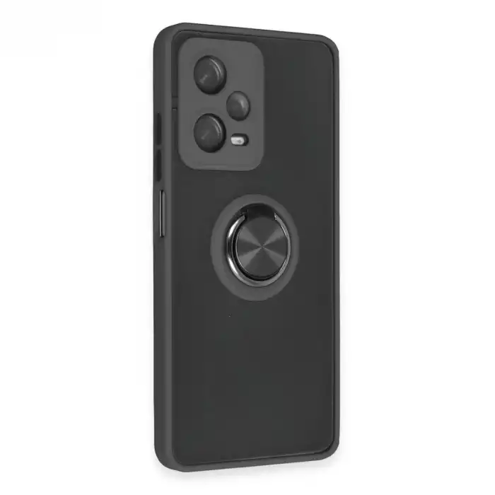 Xiaomi Redmi Note 12 5g Kılıf Montreal Yüzüklü Silikon Kapak - Siyah