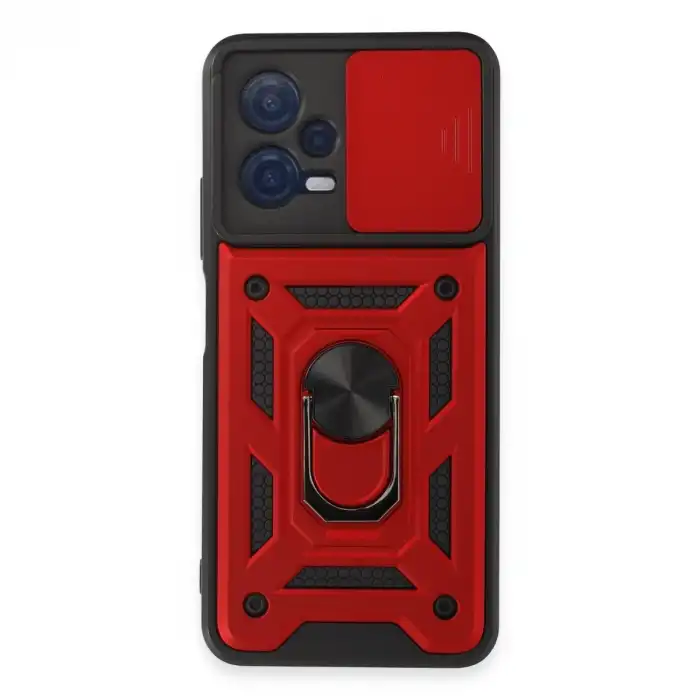 Xiaomi Redmi Note 12 5g Kılıf Pars Lens Yüzüklü Silikon - Kırmızı
