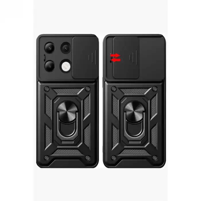 Xiaomi Redmi Note 13 4g Kılıf Pars Lens Yüzüklü Silikon - Siyah
