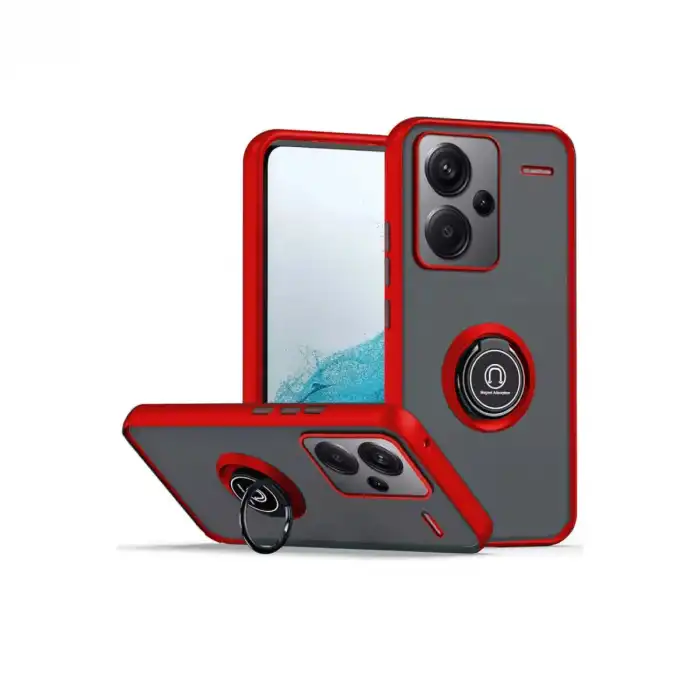 Xiaomi Redmi Note 13 Pro Plus Kılıf Montreal Yüzüklü Silikon Kapak - Kırmızı